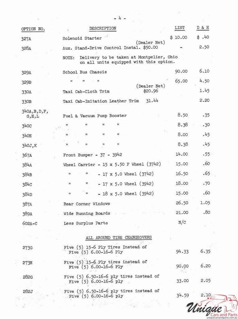 1951 Chevrolet Production Options List Page 18